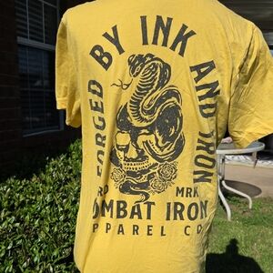 Combat Iron Apparel Co Forged By Ink And Iron Yellow Tee Size M